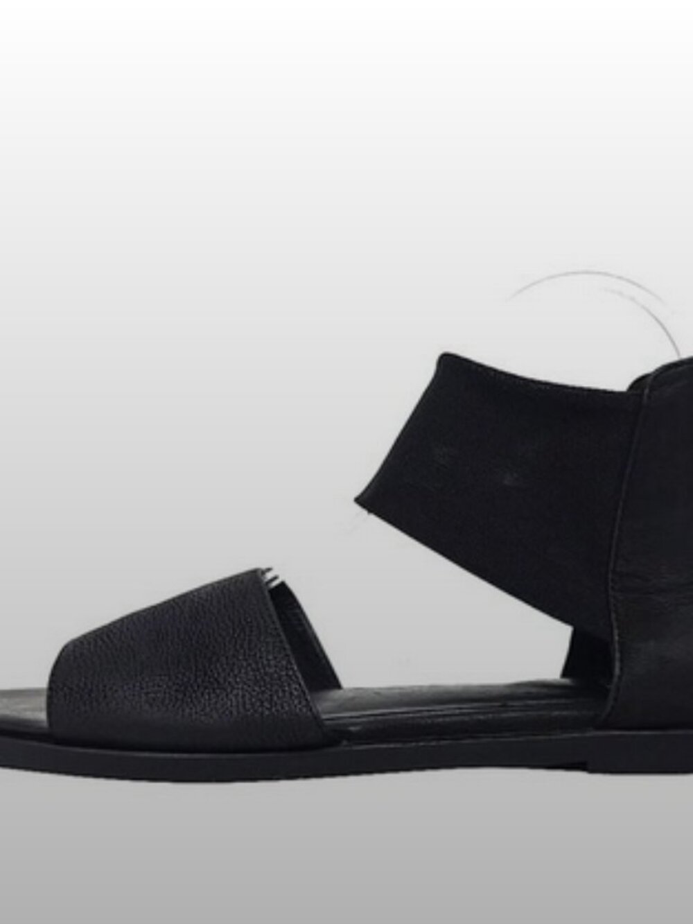 Eileen Fisher Black Leather Sandals – Size 8 | Minimalist Flat, Elastic Back Zip - Picture 11 of 16